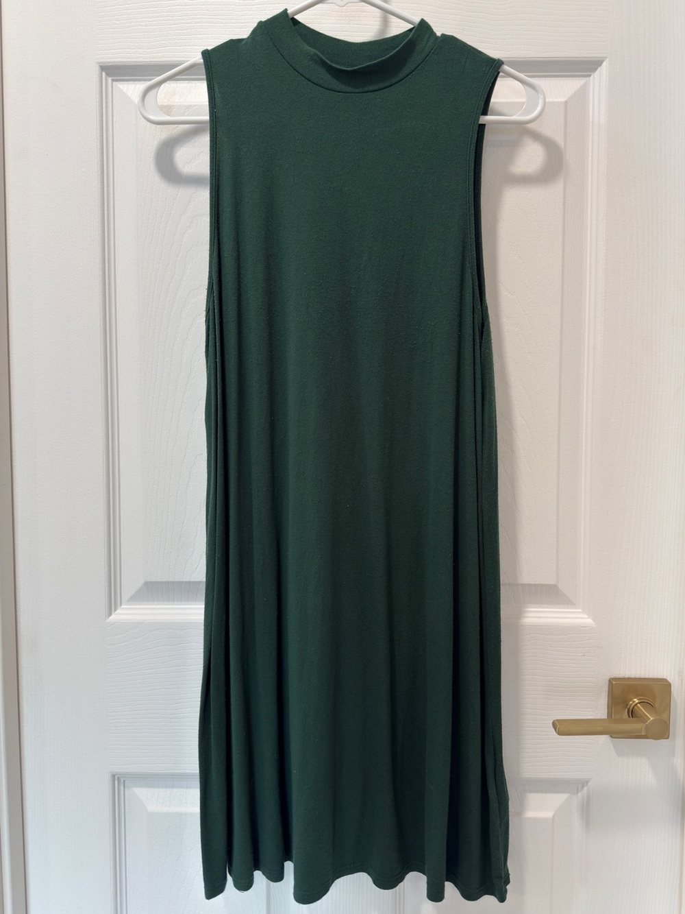 Topshop Dark Green Sleeveless Mock-Neck Swing Dress, Size 8